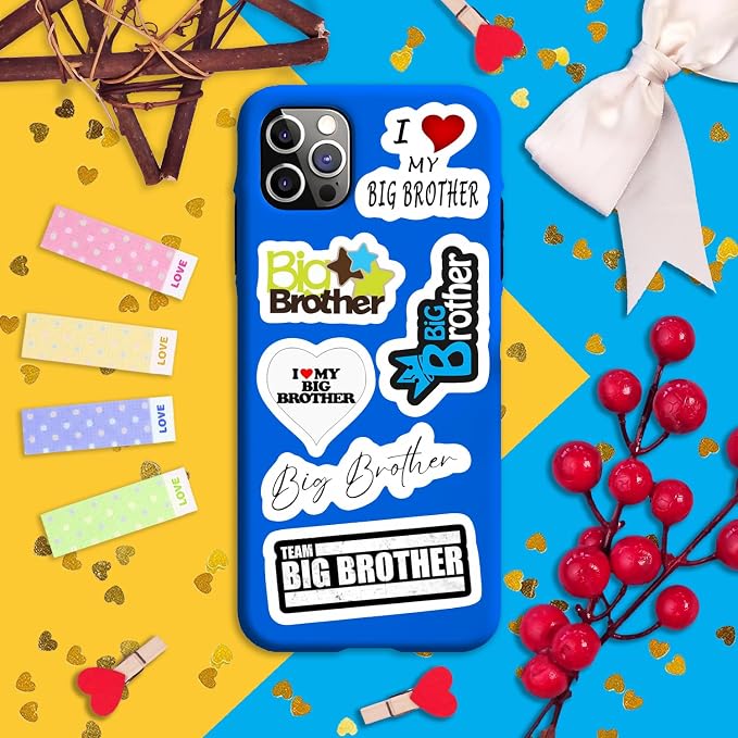 Big Brother Stickers for Water Bottle and Laptop - Big Brother Party Supplies & Decorations, Waterproof Vinyl Decals, Sibling and Family Stickers, Gifts for Women & Men