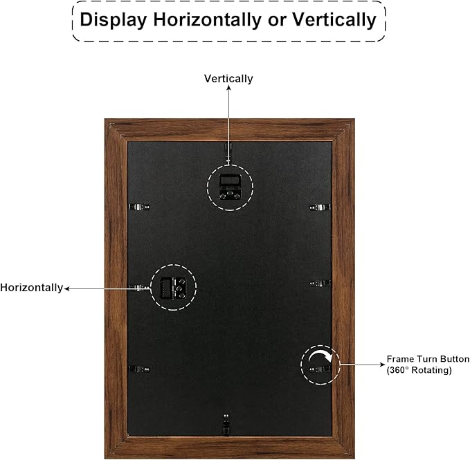 11x16 Picture Frame Display 3 opening Picture Frame 5x7 and 8x10 Collage,Multi Photo Frame with Mat,Plexiglass,Horizontal and Vertical Formats for Wall Decor,Carbonized Brown Wood Grain