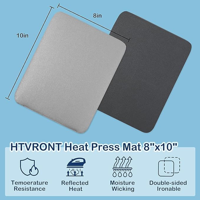 HTVRONT Heat Press Mat - 8"x10" Heat Press Pad for Craft Vinyl Ironing Insulation Transfer, Double Sided Applicable