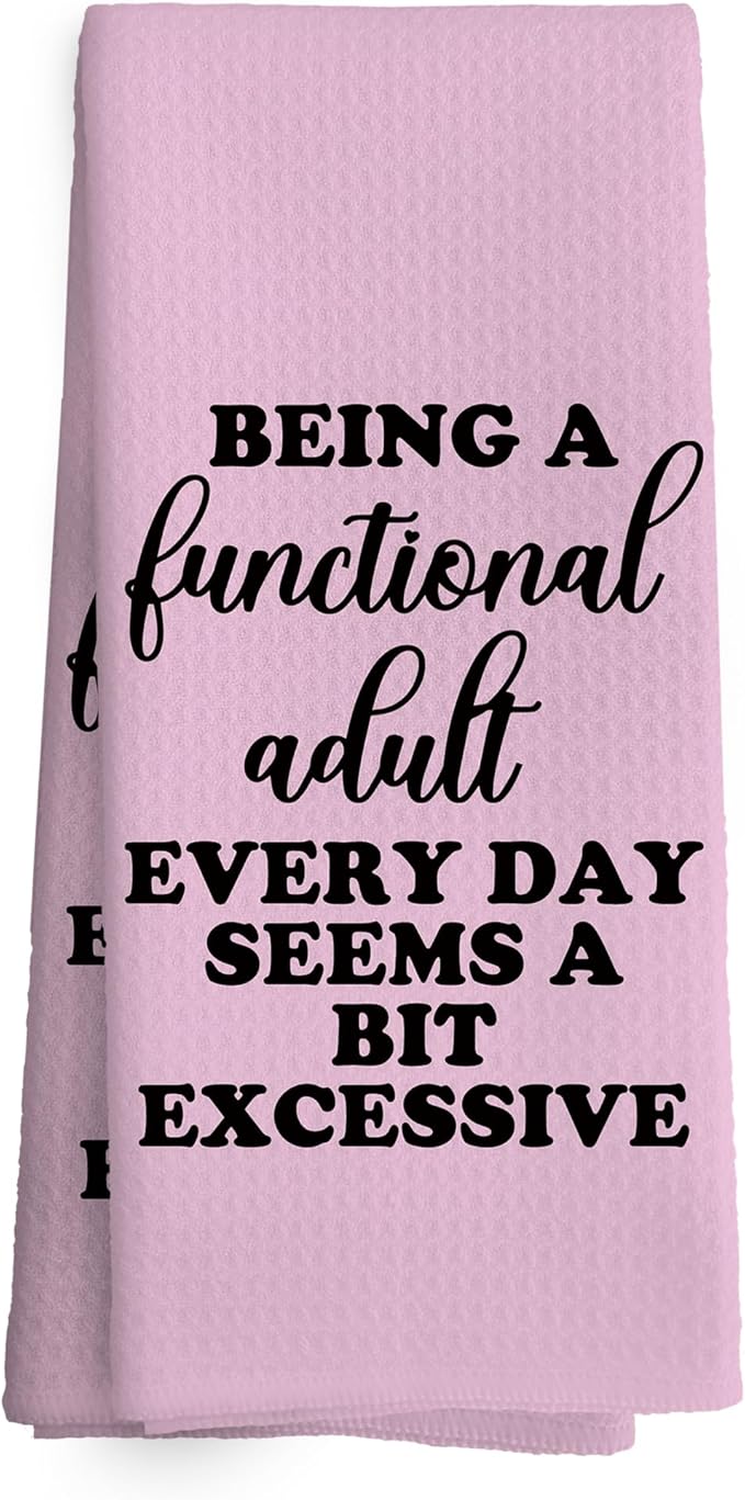 Funny Sarcastic Adult Pink Dish Towels 16x24 Inches, Decorative Absorbent Hand Tea Kitchen Bathroom Towels