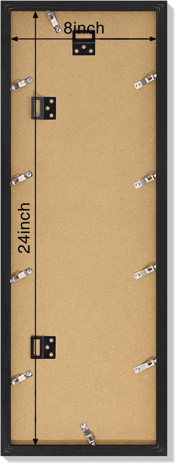 Vittanly 8x24 Collage Picture Frame, Displays 5Pcs 4x6 Pictures with Mat or 1Pcs 8x24 without Mat, Picture Frames Collage Wall Decor for Horizontal or Vertical Display, Black, 1 Pack