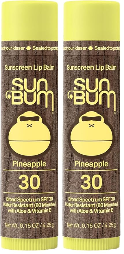 Sun Bum SPF 30 Sunscreen Lip Balm | Pineapple Flavor | Pack of 2 | Vegan and Cruelty Free | With Aloe and Vitamin E
