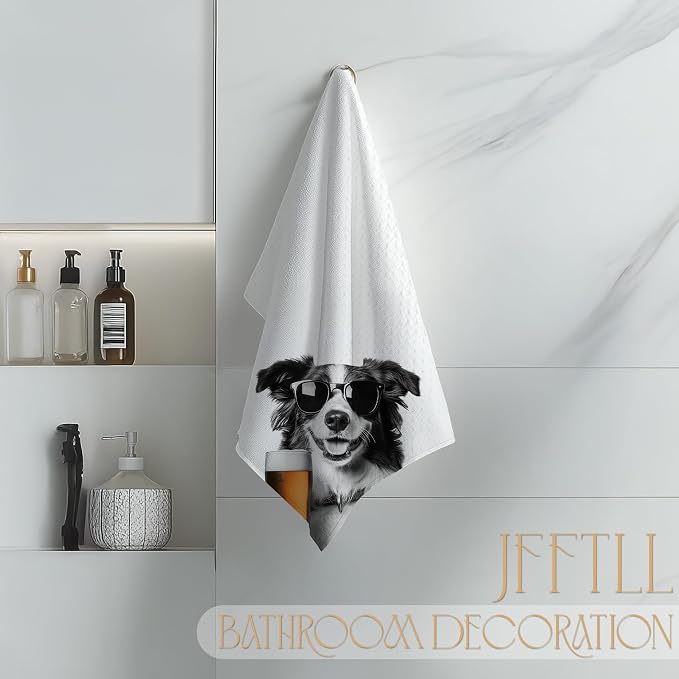 Funny Collie Beer Kitchen Towels, Collie Gifts Dish Tea Towels for Kitchen Decor, Bar Towel for Bartender Kitchen, Beer Lover Gift, 16x24 Inch