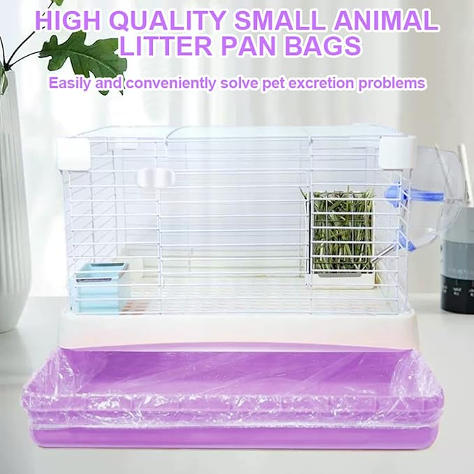 50 Pcs Disposable Cage Liners Clear Plastic Rabbit Cage Liner Bag Elastic Small Animal Toilet Film for Bunny Hamster Totoro Hedgehog Guinea Pig and Small Animals