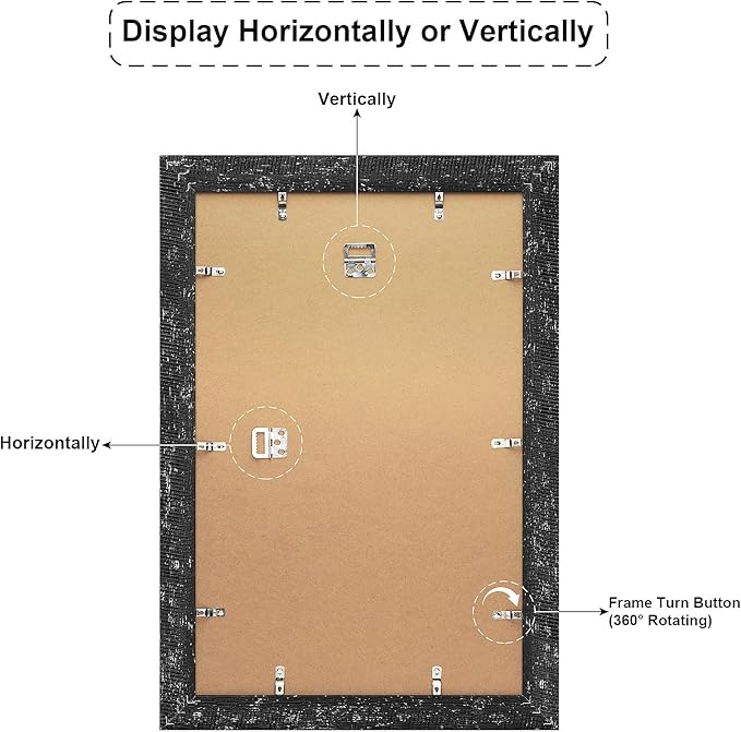 11x17 Picture Frame Display 2 opening 8X10 Double Picture Frame Collage,Multi Photo Frame with Mat,Plexiglass,Wall Mount Decor,Black Wood Grain