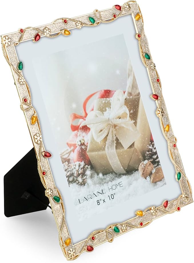 LARAINE Picture Photo Frame 8x10 Metal 2025 Christmas High Definition Display Pictures for Tabletop Home Decorative Holiday Gift (Gold,8x10)