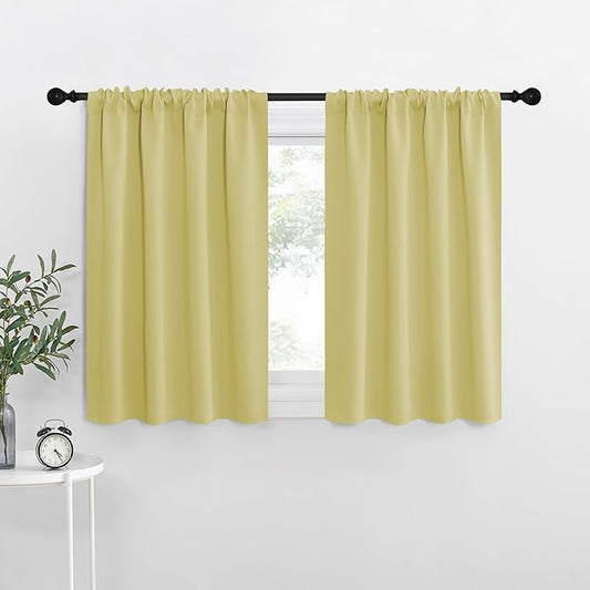 NICETOWN Blackout Curtains for Living Curtains, Paler Yellow, 2 Panels, 29 by 30, Room Darkening Window Curtain Panels, Easy-Care Solid Thermal Insulated Draperies/Drapes for Daughter Room