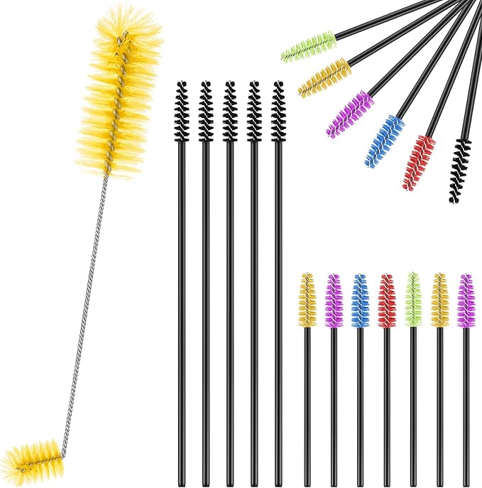 Hummingbird Feeder Cleaning Brush 19 Pieces 3 Size Mini Nylon Double Headed 2 in 1 Hummingbird Brush Hard to Reach Places Tiny Cleaning Kit(Yellow)