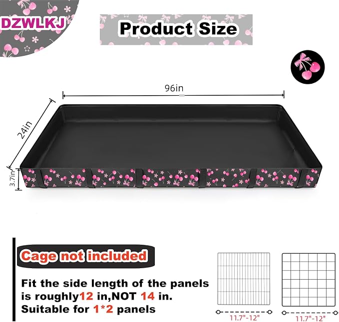DZWLKJ Waterproof Guinea Pig Cage Liner,Washable Tarp Bottom Base,Cherry Graphic,24"x96", Reusable for Rabbit, Chinchilla, Hedgehog, Ferret & Other Small Animals.