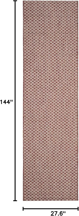 SAFAVIEH Washable Rug Outdoor Courtyard Collection - 2'3" x 12' Runner, Rust & Light Grey, Non-Shedding & Easy Cleaning, Ideal for Patio, Entryway, Mudroom, Hallway, Kitchen (CY8653-36521)