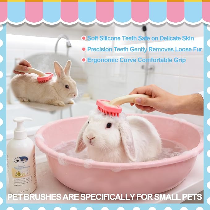 Rabbit Grooming Kit, Rabbit Brush for Shedding with Bunny Nail Clipper, Rabbit Nail Trimmers with Pet Combs for Hamster Guinea Pig Ferret by KALAMANDA