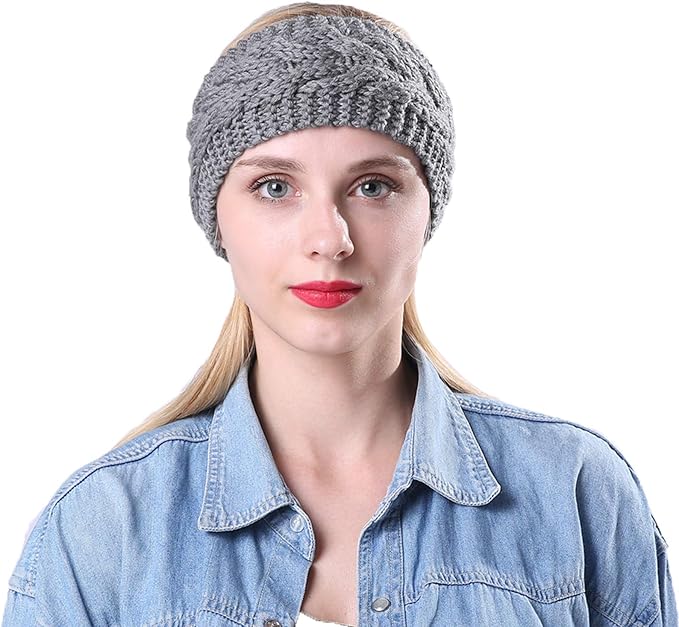 DRESHOW Winter Knit Chunky Headbands for Women Crochet Turban Knitted Ear Warmer Fashion Head Wrap 6 Pack