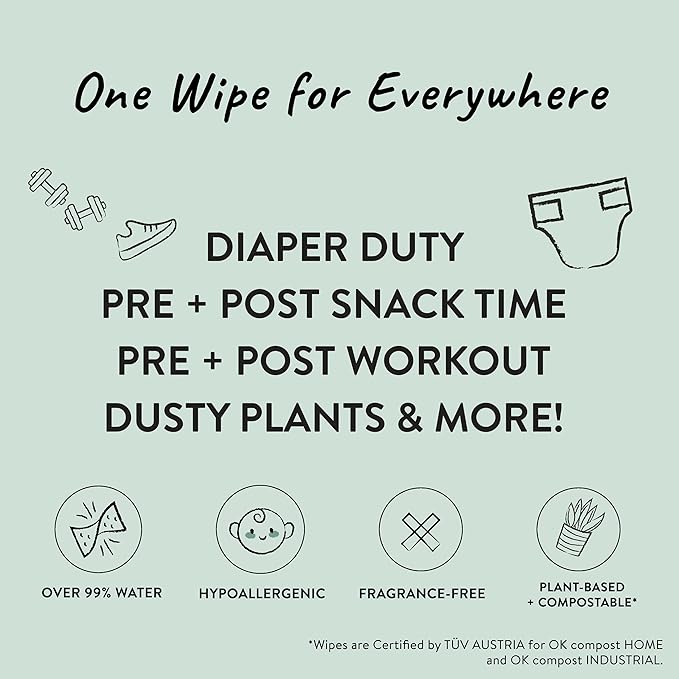 The Honest Company Clean Conscious Multi-Use Wipes Unscented Hypoallergenic Baby for Sensitive Skin 99% Water Plant-Based Compostable Geo Mood 576 Count