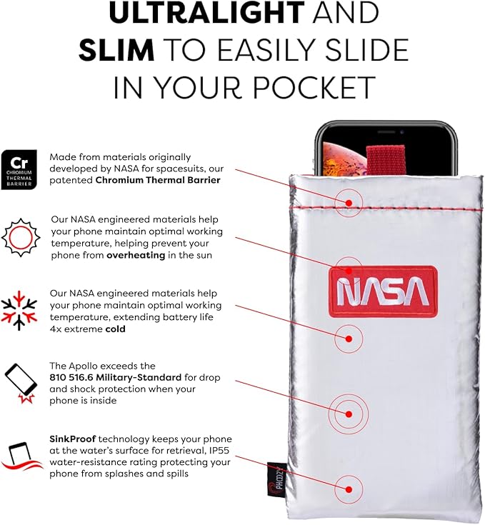 PHOOZY Apollo Thermal Phone Case | Insulated Phone Pouch Extends Battery Life 3X in Freezing Weather | Cold Resistant Drop Protection | Military Grade Water Resistant | Large | Space