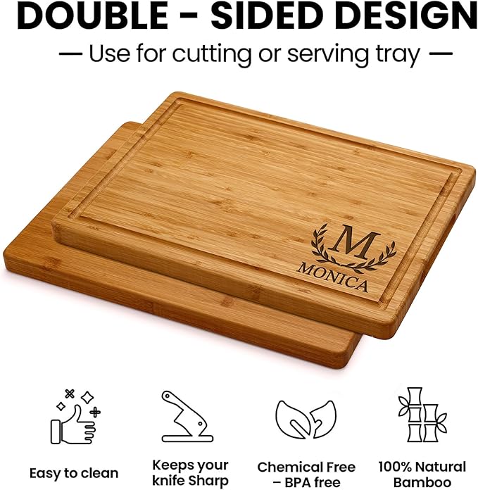 AWESOMETIK Engraved Bamboo Cutting Board – Personalized Charcuterie Board for Brides, Parents, Couples & Special Occasions