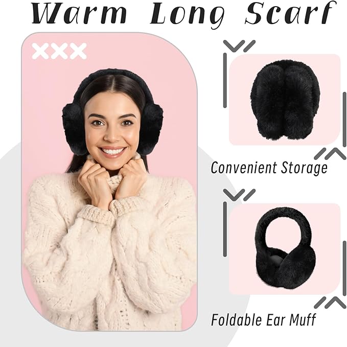 Geyoga 6 Pcs Winter Warm Set for Women Warm Beanies Hats Touchscreen Gloves Long Scarf Ear Muffs Socks Winter Gifts for Women