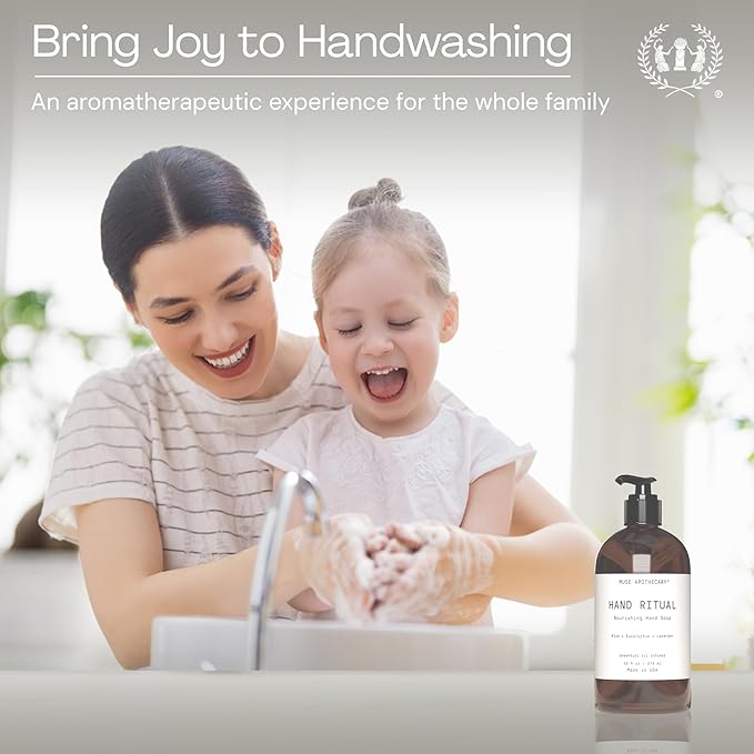 Muse Apothecary Hand Ritual - Aromatic and Nourishing Hand Soap, Infused with Natural Aromatherapy Essential Oils - USDA Certified Biobased - 16 oz, Rosemary Mint + Hemp, 3 Pack