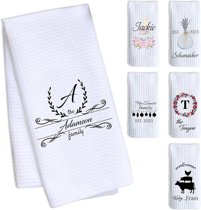 ubmpj Personalized Kitchen Towel Custom Waffle Weave Towel Gift for Housewarming Wedding Friend Birthday