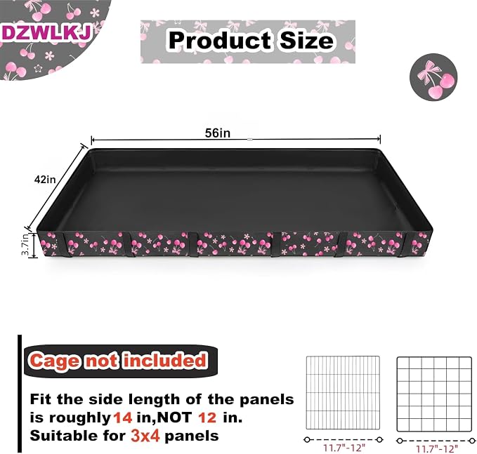 DZWLKJ Waterproof Guinea Pig Cage Liner,Washable Tarp Bottom Base,Cherry Graphic,42"x56", Reusable for Rabbit, Chinchilla, Hedgehog, Ferret & Other Small Animals.