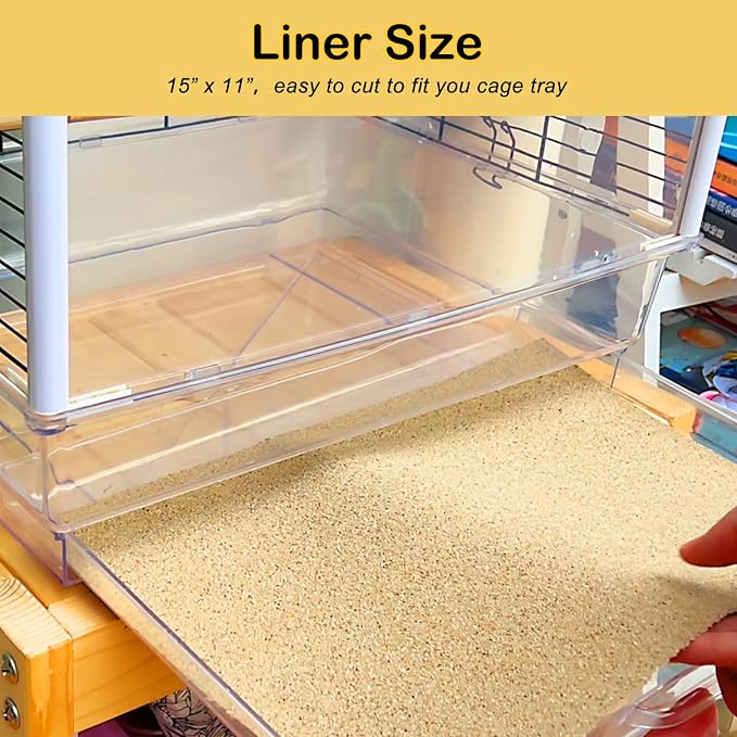 S&X Bird Cage Liners 15 x 11in, 30-Pack, Gravel Paper Sheets | Thick, flat gravel paper eases cleanup, gritty surface helps trim claws and beaks, pre-cut for common cage trays