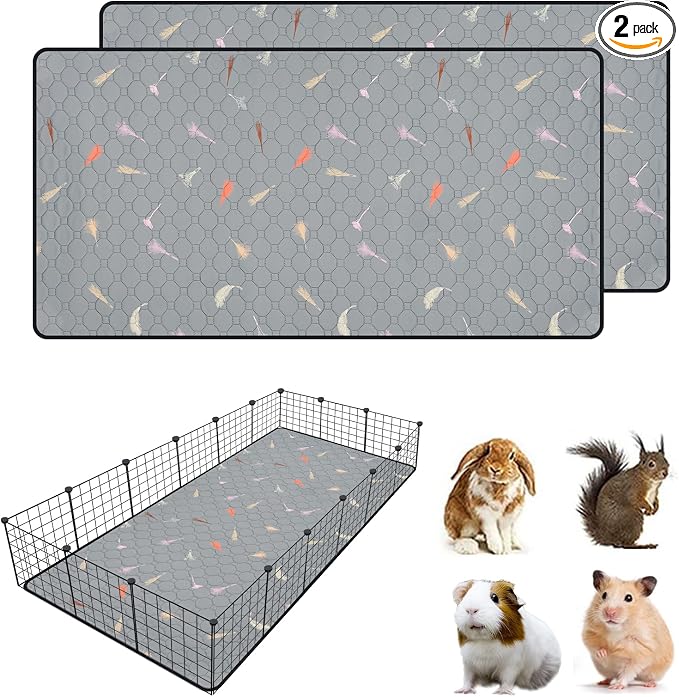 2Pcs Guinea Pig Cage Liners,Guinea Pig Fleece Cage Liners36''X72'' Super Absorbent Washable Pee Pads Reusable for Rabbit Hamster Chinchilla