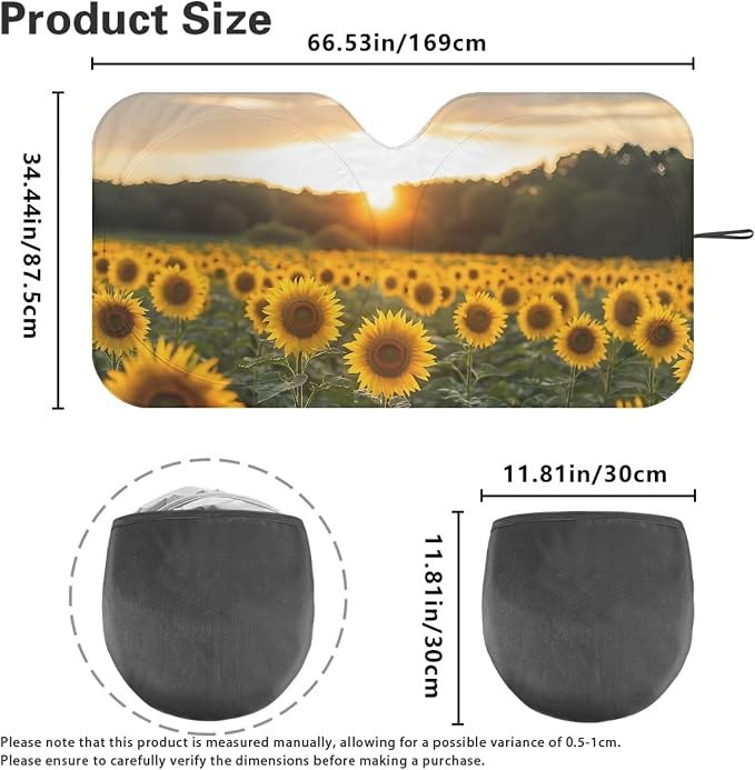 Sunrise Sunflower Car Windshield Sun Shade Heatshield Automotive Interior Cover Sun Visor Protector Blocks UV Rays Keep Your Vehicle Cool