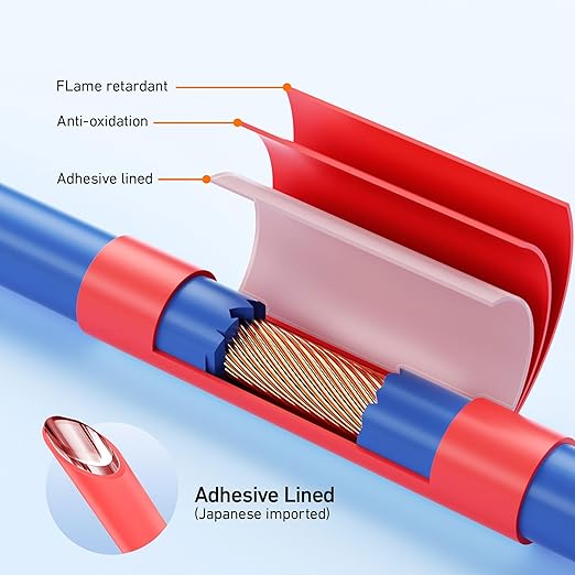 TKDMR 568 Pcs Heat Shrink Tubing Kit - 4:1 Ratio Adhesive Lined, Marine Grade Shrink Wrap - Industrial Heat Shrink Tubing,Red Black