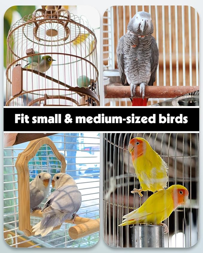 Pawfly 4 Pcs Bird Water Dispenser, Cage Accessories for Parrot & Hamster, Bird Feeder for Cage, White & Blue Waterer for Small Parakeet Cockatiel Budgie Lovebirds