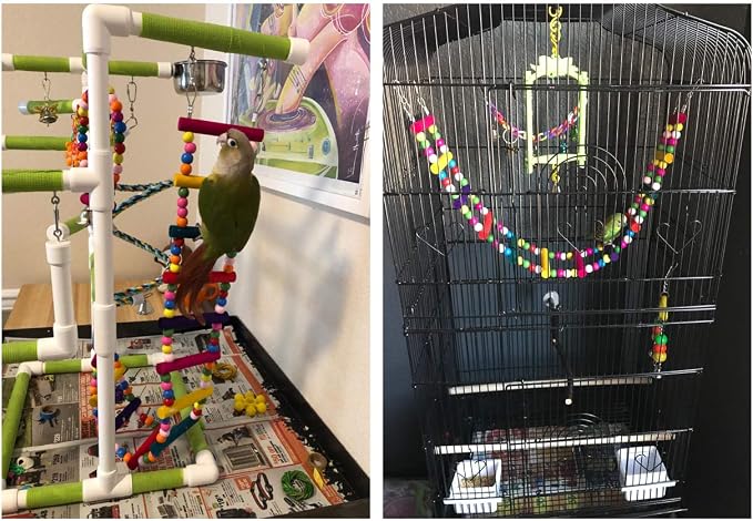 DS. DISTINCTIVE STYLE Bird Ladder Toys Coloured Flexible Parrot Swing Bridge Wooden Cockatiel Cage Hanging Climbing Ladder
