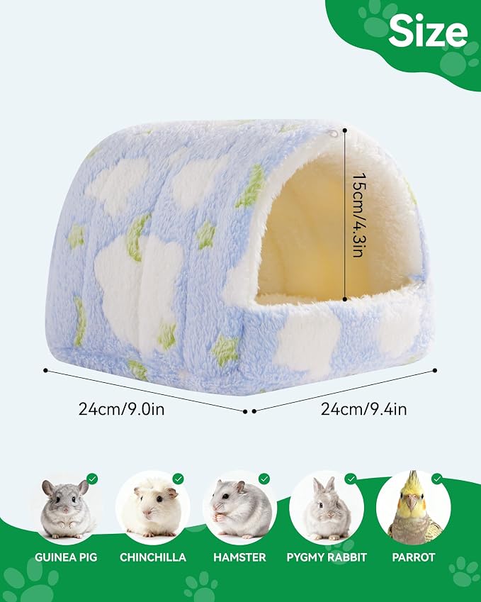 Guinea Pig Hideout Winter Warming Guinea Pig House,Washable Hamster Hideout Small Winter Fluffy Warm Cave for Parrot, Hamsters, Guinea Pigs & Small Animals, Machine Washable Cozy