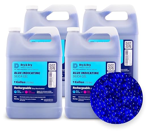 Dry & Dry [30 LBS] Blue Indicating Silica Gel Beads(Industry Standard 3-5 mm) - Reusable Desiccant Beads Silica Beads(Blue to Pink) Silica Gel Bulk