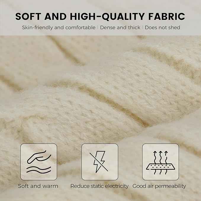 Womens Winter Beanie Hat Scarf Gloves Set, Knit Touch Screen Gloves Long Scarf Skull Caps Fleece Lined Winter Gift