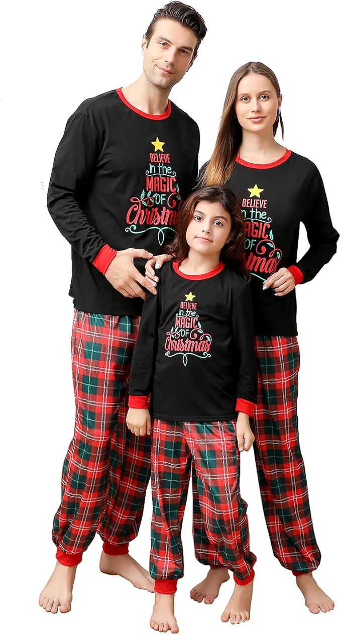 Matching Family Christmas Pajamas Sets, Holiday PJs with Top and Pants, Cute 2 Piece Sleepwear for Couples/Women/Men