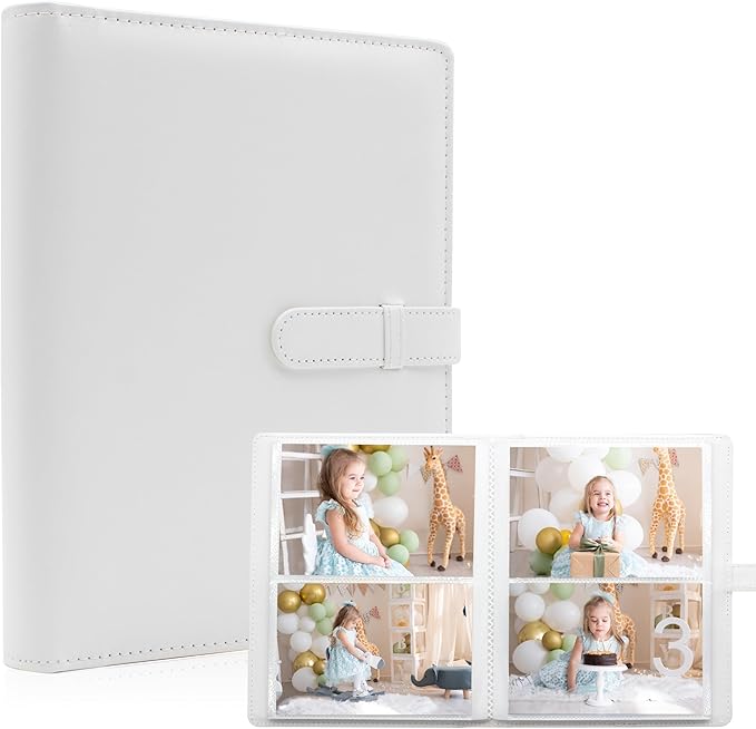 Photo Albums 4x6 Pictures – 152 Pockets Vegan Leather Cover Memory Album Book, Suitable for Family Wedding Boys Girls and Babies Storage (White)