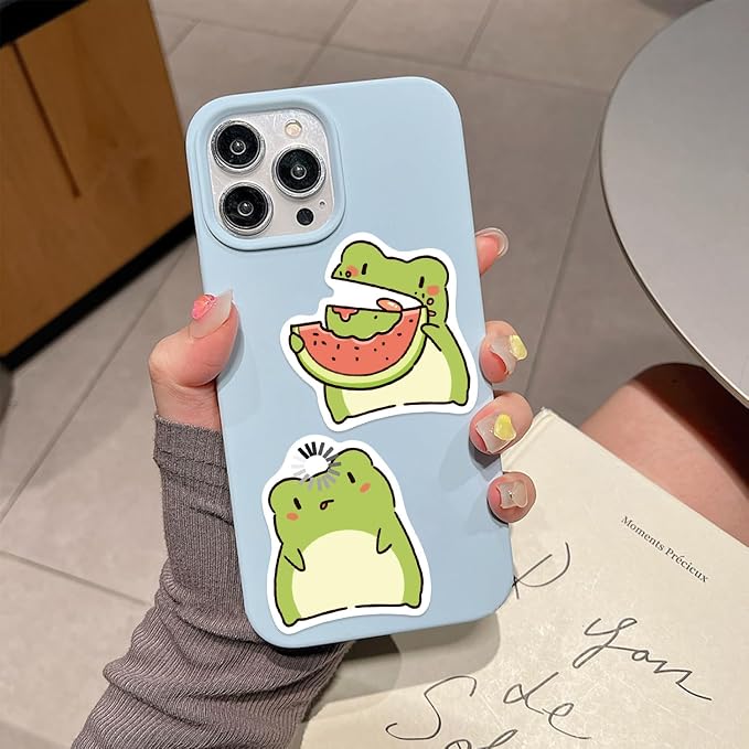 50Pcs Frog Stickers for Kids Teens Adults, Vinyl Cartoon Animals Decals Kawaii Sticker for Decor Water Bottles Laptops Guitar Scrapbook (Frog)