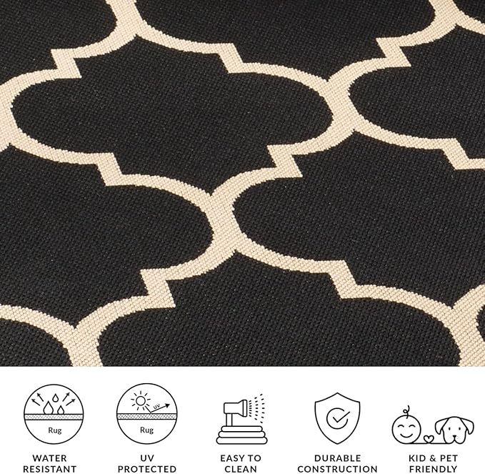 SAFAVIEH Courtyard Collection 2'3' x 16' Black/Beige CY6914 Trellis Indoor/ Outdoor Patio Backyard Mudroom Runner Rug