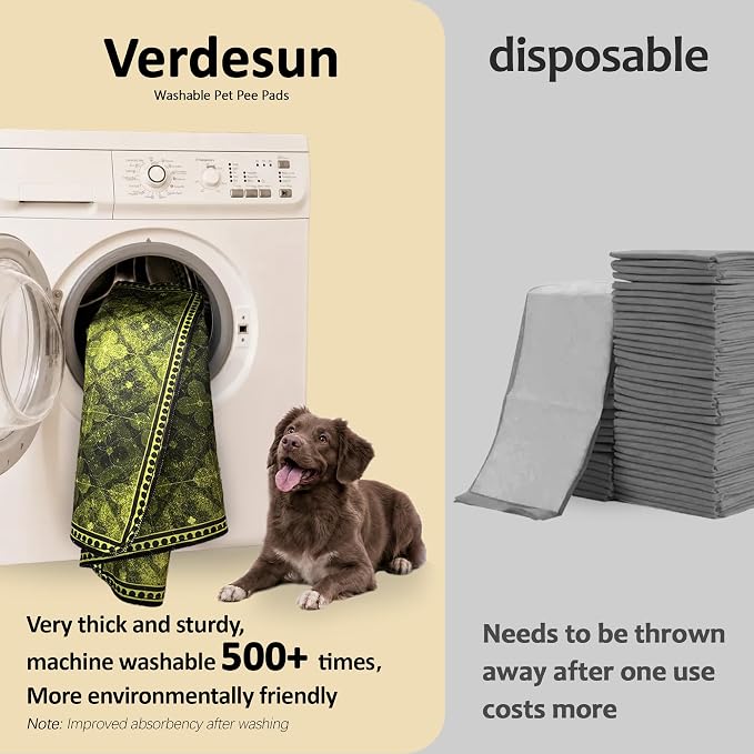Washable Pee Pads for Dogs, Reusable Puppy Potty Training Pads, Ultra-Absorbent Thick Waterproof Leak-Proof Non-Slip Pads & Mat for Crate, Playpen, Floor, Whelping & Housebreaking , 1 Pack 72"x72"