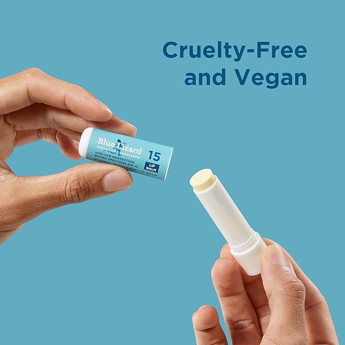BLUE LIZARD Mineral SPF 15 Lip Balm, 6-Pack: Broad Spectrum Sun Protection, Natural Coconut Flavor, 8 Natural Oils, Infused with Australian Kakadu Plum, Rich in Vitamin C, Vegan, Each Tube 0.13 oz.