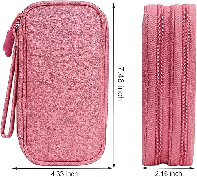 Electronics Accessories Case, Universal Electronics Accessories Organizer Pouch Bag, Waterproof Portable Cable Organizer Bag, Travel Gear Carry Bag for Cord, Charger, Flash Drive, Phone,SD Card,Pink