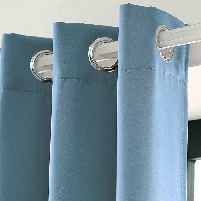 LA PALMA Thermal Insulated Blackout Darkening Grommet Living Room Curtains Window Drapes for Bedroom Pack of 2 Panels