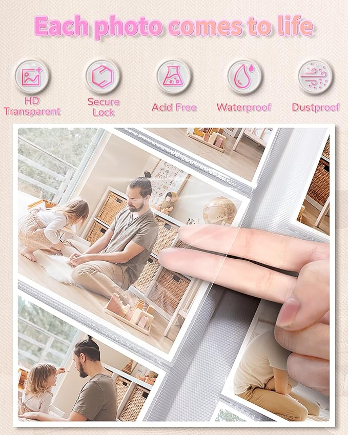 Photo Album 4x6 with 100 Pockets,Slip-in Picture Albums,Linen Cover Memory Book with Front Window,White Page Vertical Photo Book for Wedding,Family,Anniversare,Baby,Vacation