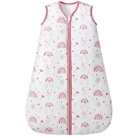 Baby Sleep Sack 6-12 Months, 2.5 TOG Cotton Winter Baby Wearable Blanket with 2-Way Zipper, Warm Soft Sleeping Bag for Newborn Infant Boy Girl, Medium Rainbow