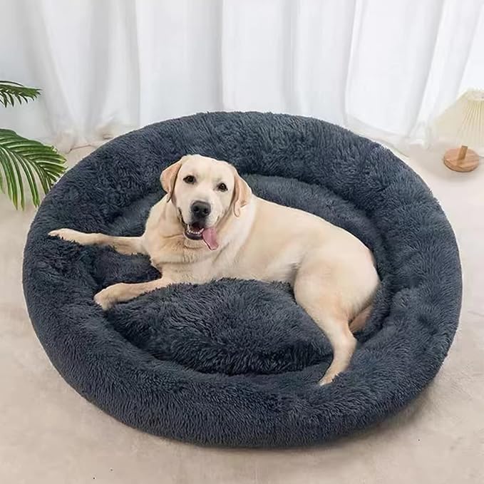 Dog Bed for Medium Large Dogs, 36 inch Calming Dogs Bed, Washable-Round Cozy Soft Pet Bed for Puppy and Kitten with Slip-Resistant Bottom