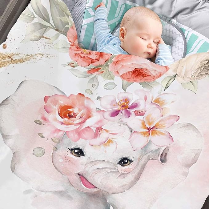 D-Story Ship Next Day, Custom Blankets Personalized Throw Blanket with Names Customized Elephant Blanket for Girls Kids Adult Birthday Gift