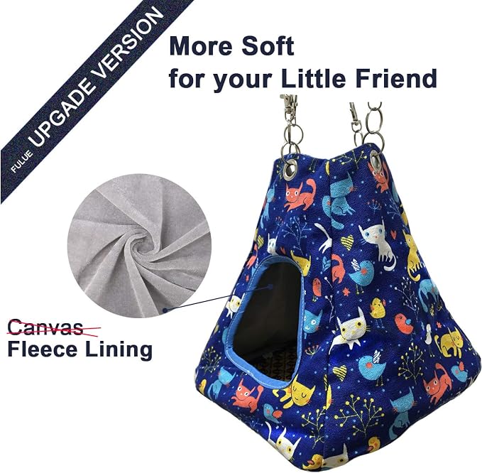 Small Animal Ferret Rat Guinea Pig Degu Gerbil Mice Hamster Chincilla Hammock Sleeper Cage Accessories (Blue Tent)
