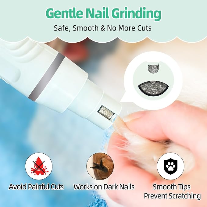 Guinea Pig & Rabbit Grooming Kit 2 in 1 – Cordless Hair Clipper & Nail Grinder for Small Animals– Low-Noise Rechargeable Nail Clippers Electric - Green