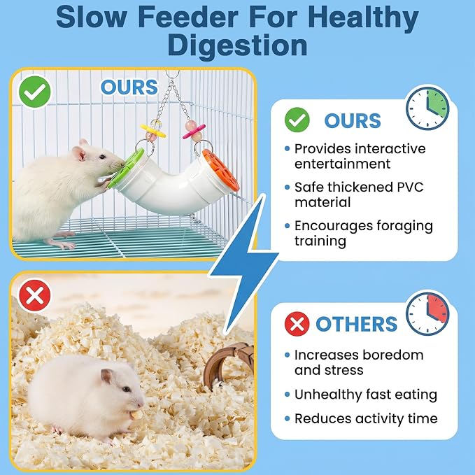 5PCS Rat Enrichment Toys, 304 Stainless Steel Pet Rats Accessories for Various Treats Slow Feeder, Hanging Rodent Rat Stuff Foraging Toy