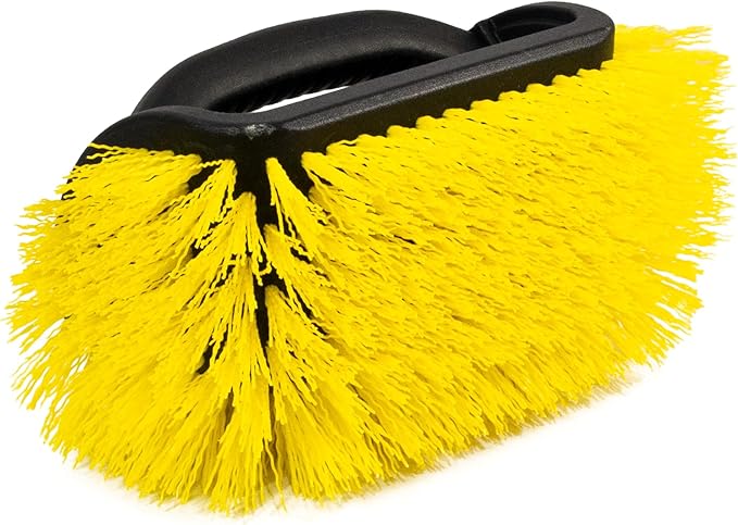Unger Professional Lock-On 4-Sided Outdoor Scrub Brush, Compatible with Threaded Poles, Stiff Bristle Scrubbing, Cleaning Supplies for Decks, Stairs, Garage Floors, and Driveways