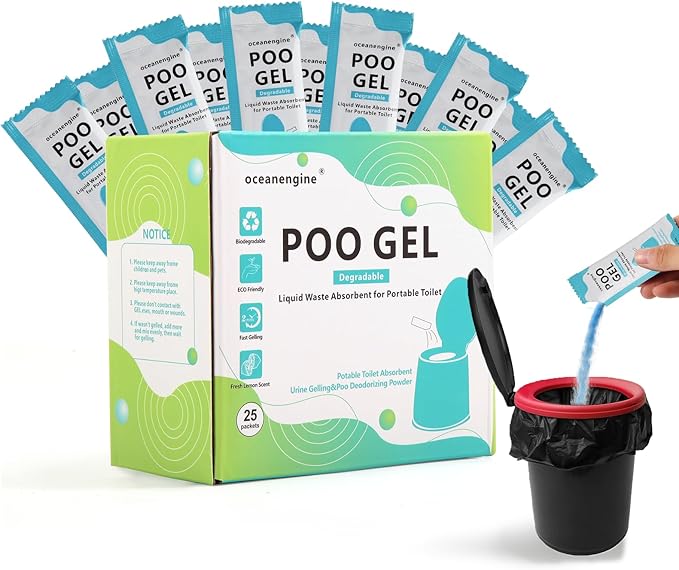 Portable Toilet Absorbent Gel, Portable Toilet Powder Poo Urine Powder for Camping Outdoor Hiking
