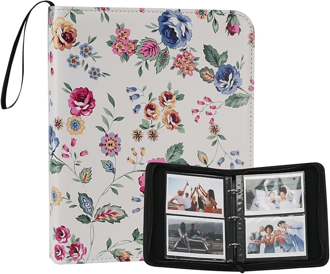 Photo Album 4x6 Pictures,120 Pockets Binder Premium Vegan Leather Cover for Family Wedding Anniversary Baby Kids Vacation. (Abstract Rose)
